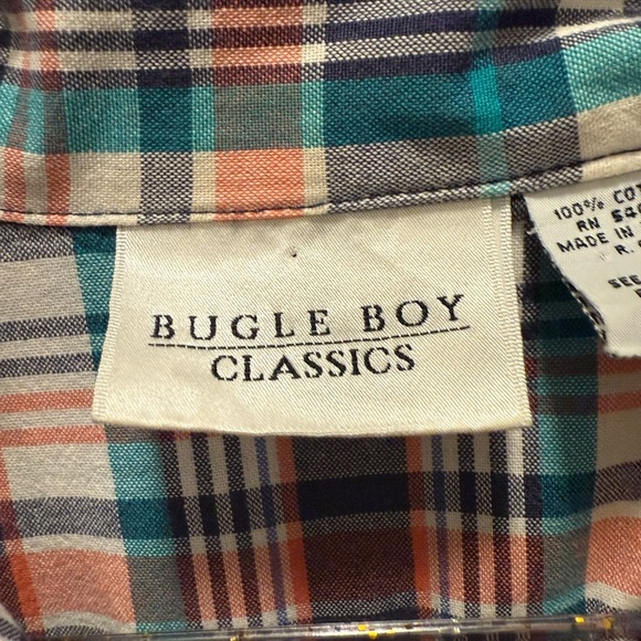 Vintage Bugle Boy Multicolor Plaid Button Down Shirt Size Large - Picture 2 of 5